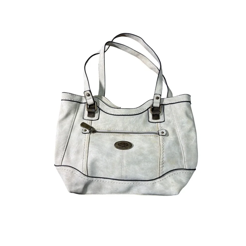 B.O.C. Born Concept Cream Faux Leather Shoulder Bag Tote Off-White Coastal Boho‎